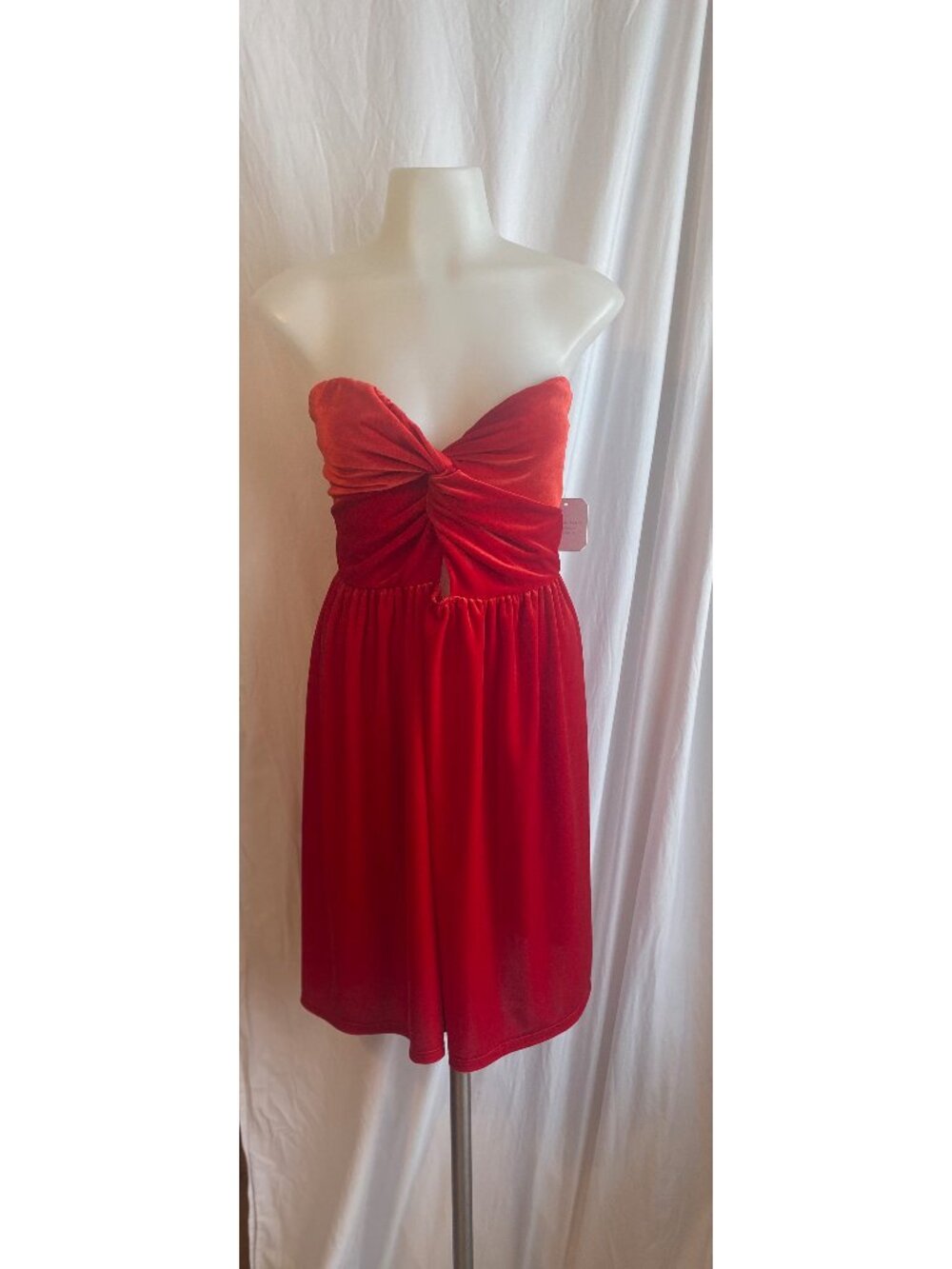 Altar'd State Red Strapless Draped Bow Mini Dress XL NWT